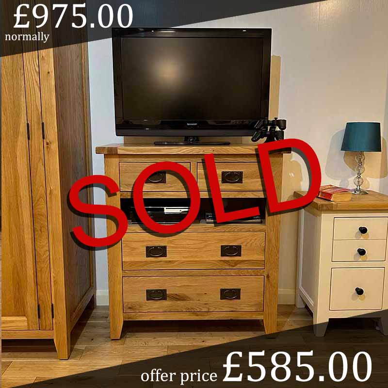 Solid Oak TV/Media Drawer Chest - Sale - V5DC2+3A 